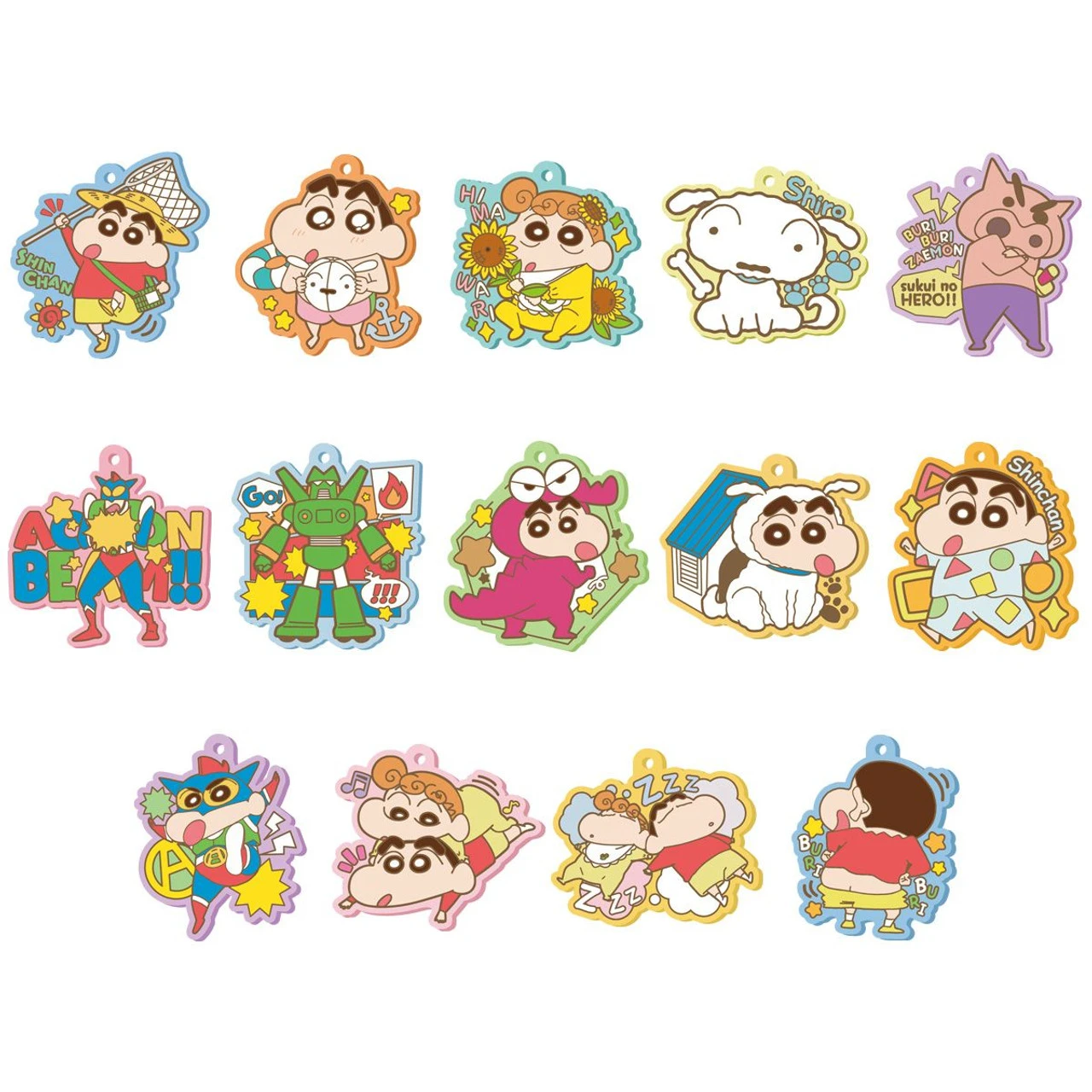 Bandai Candy Crayon Shin-chan Rubber Mascot Key Chain Collection 12Pcs Box 1 Bandai Candy Crayon Shin-chan Rubber Mascot Key Chain Collection 12Pcs Box